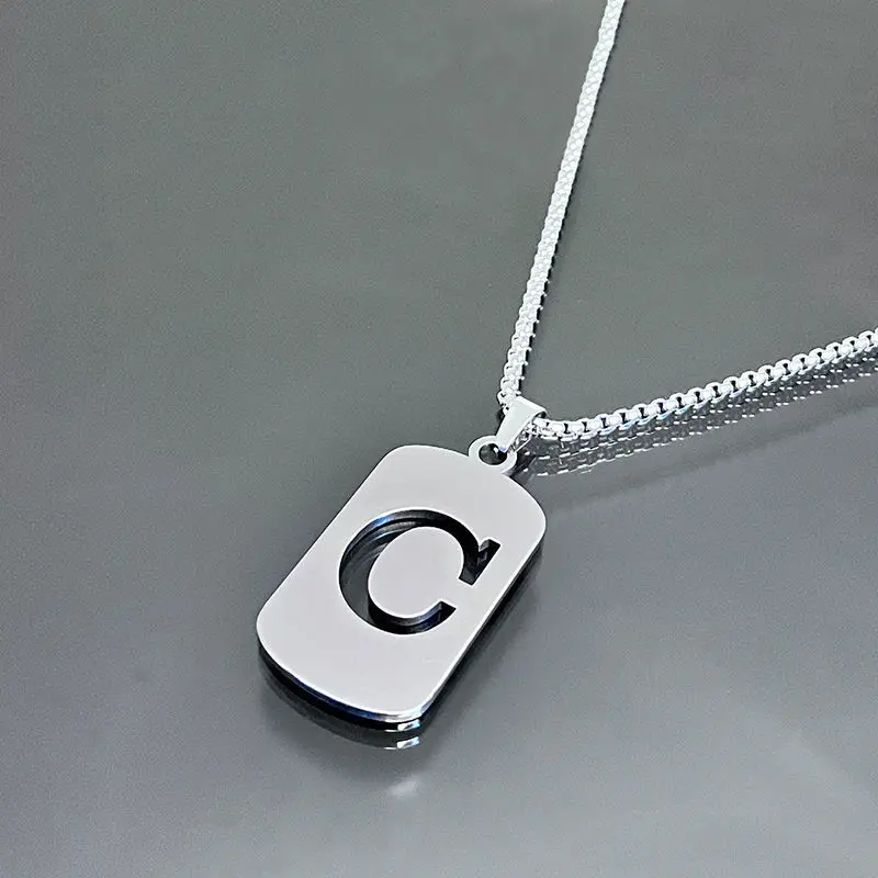 A-Z Name's First Letter Stainless Steel Pendent Chain Necklace For All